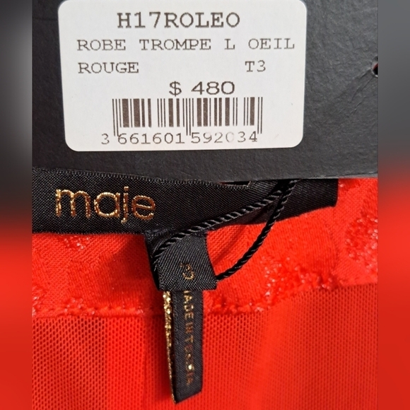 NWT Maje Designer Rouge Jaquard  Skirt Dress  Size 3 (XS) - Picture 5 of 11
